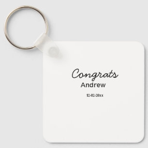 Simple minimal congrats add name date year graduat key ring