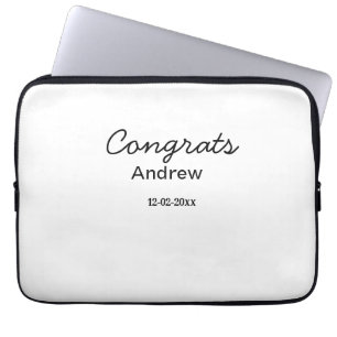 Simple minimal congrats add name date year graduat laptop sleeve