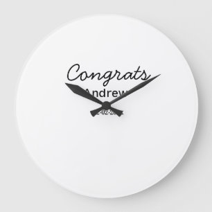 Simple minimal congrats add name date year graduat large clock