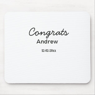 Simple minimal congrats add name date year graduat mouse pad