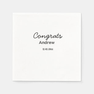 Simple minimal congrats add name date year graduat napkin