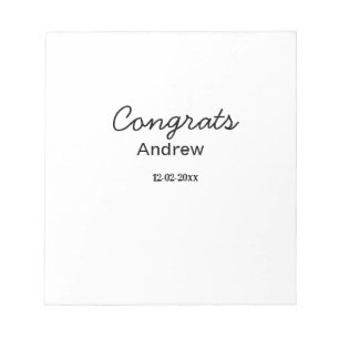 Simple minimal congrats add name date year graduat notepad