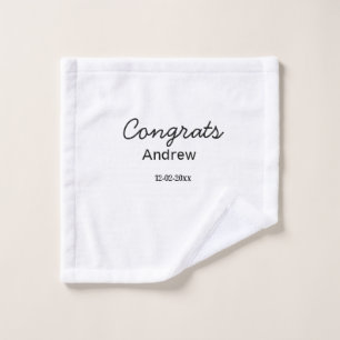 Simple minimal congrats add name date year graduat wash cloth