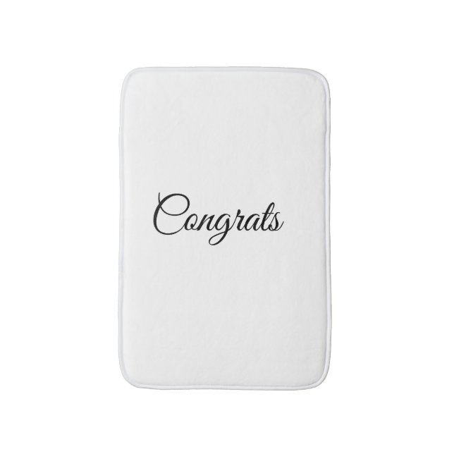 Simple minimal congratulations add your text name  bath mat (Front Vertical)