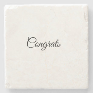 Simple minimal congratulations add your text name stone coaster