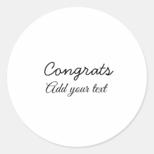 Simple minimal congratulations graduation add your classic round sticker