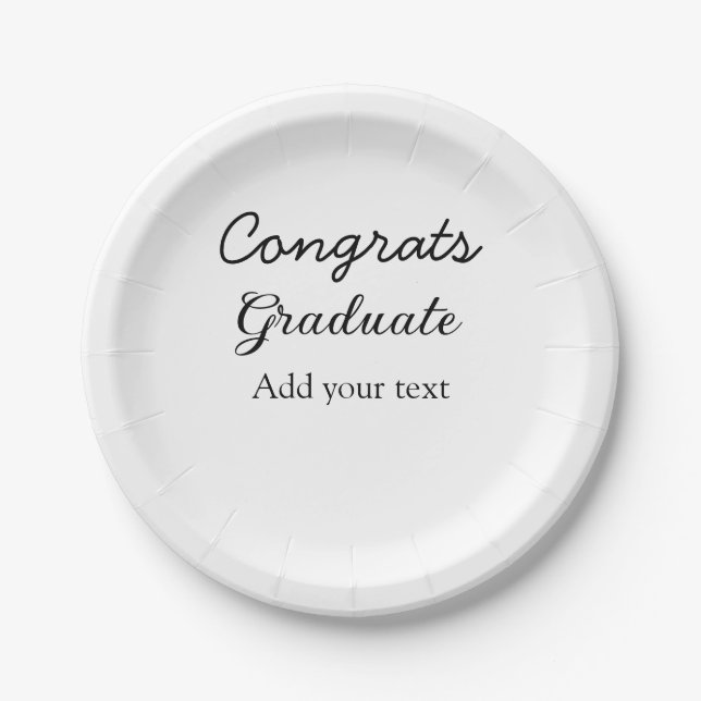 Simple minimal congratulations graduation add your paper plate (Front)