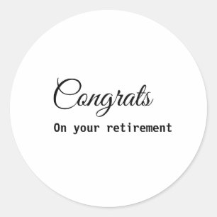 Simple minimal congratulations retirement add name classic round sticker