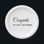 Simple minimal congratulations retirement add name paper plate<br><div class="desc">Design</div>
