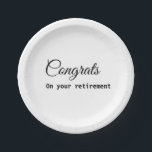 Simple minimal congratulations retirement add name paper plate<br><div class="desc">Design</div>