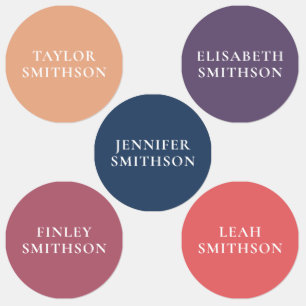 Simple Minimal Coral Navy Blue Custom Name School