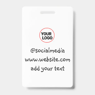 simple minimal custom add your logo address websit ID badge