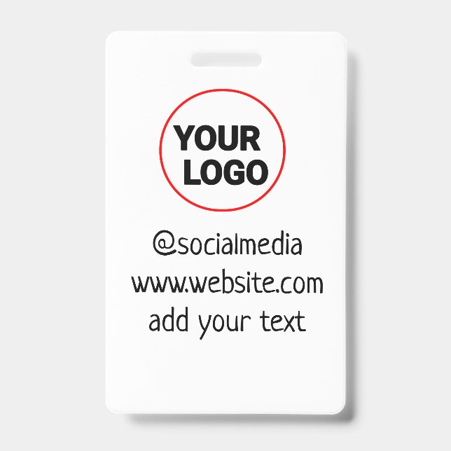 simple minimal custom add your logo address websit ID badge (Front)