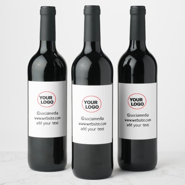 simple minimal custom add your logo address websit wine label (Bottles)