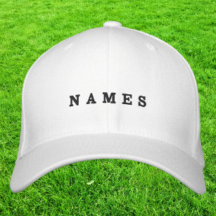 Simple Minimal Custom Add Your Name Elegant White Embroidered Hat