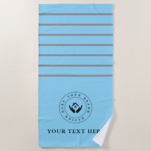 Simple Minimal Custom Company Logo &Text Beach Towel