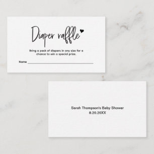 Simple Minimal Custom Diaper Raffle ticket Enclosure Card