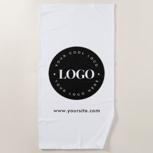 Simple Minimal Custom Logo & Text Business Company Beach Towel