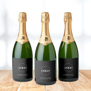 Simple Minimal Custom Logo & Text Business Company Sparkling Wine Label