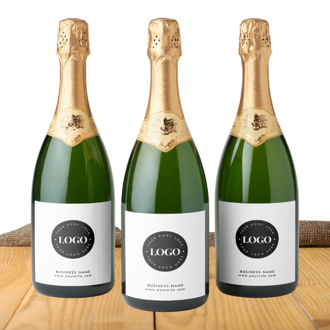 Simple Minimal Custom Logo & Text Business Company Sparkling Wine Label (Creator Uploaded)