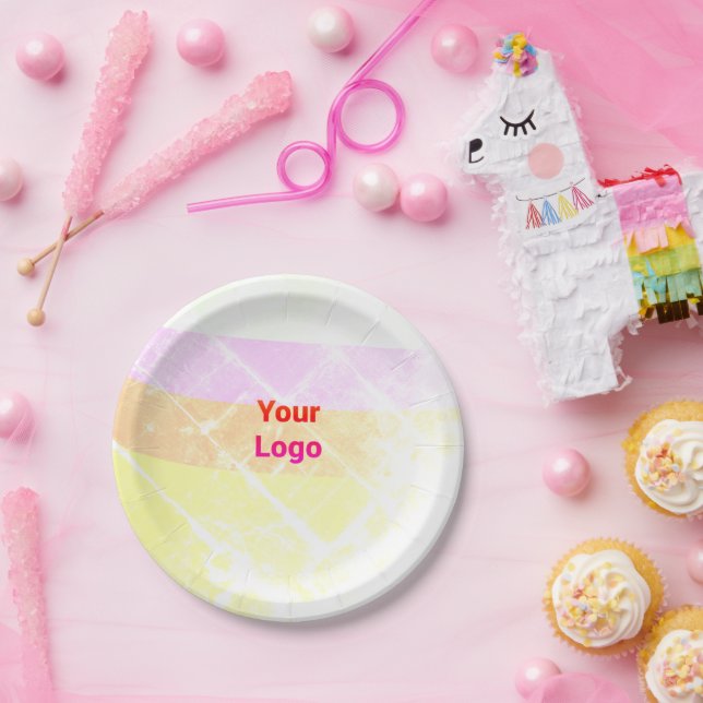 simple minimal custom watercolor add logo website  paper plate (Party)
