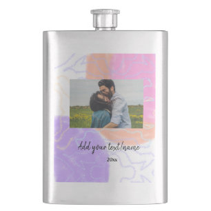 simple minimal customised name monogram couple th hip flask