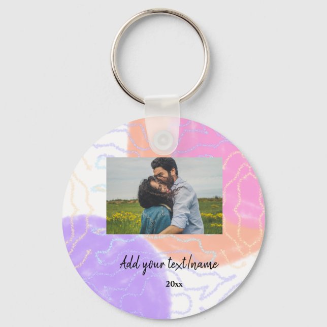 simple minimal customised name monogram couple  th key ring (Front)