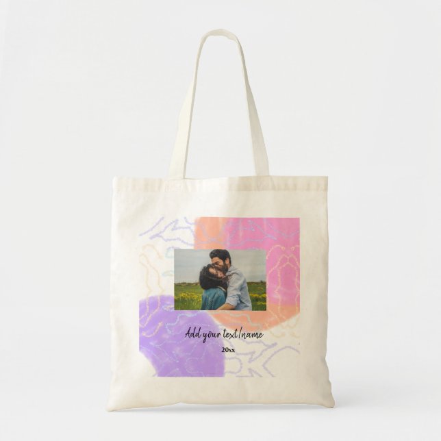 simple minimal customised name monogram couple  th tote bag (Front)