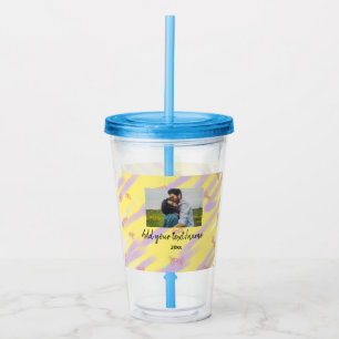 simple minimal customised name monogram text throw acrylic tumbler