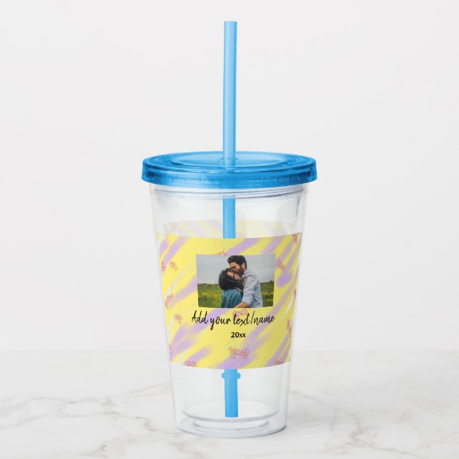 simple minimal customised name monogram text throw acrylic tumbler (Front)