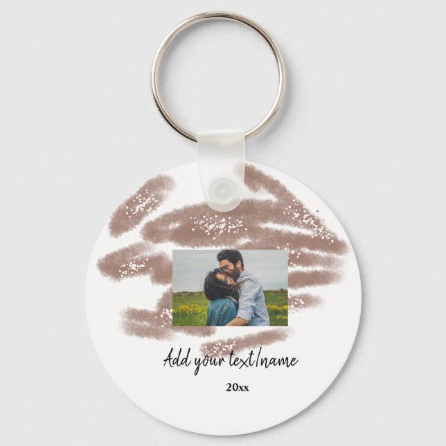 simple minimal customised name monogram text throw key ring (Front)
