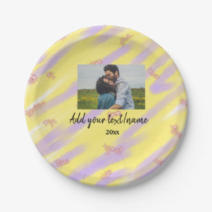 simple minimal customised name monogram text throw paper plate