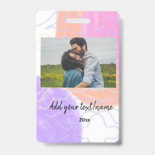 simple minimal customized name monogram couple  th ID badge