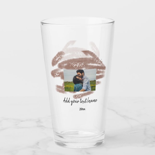 simple minimal customized name monogram text throw glass (Front)