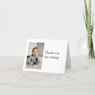 Simple minimal cute baby kids Add QR birthday Thank You Card
