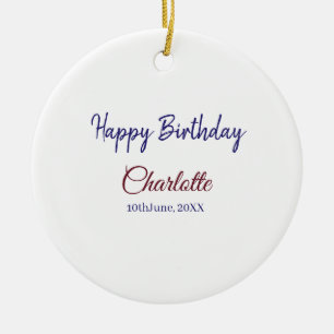 SIMPLE MINIMAL.CUTIE ADD NAME BABY happy birthday Ceramic Tree Decoration