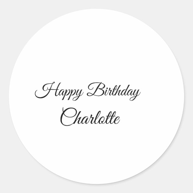 SIMPLE MINIMAL.CUTIE ADD NAME BABY happy birthday  Classic Round Sticker (Front)