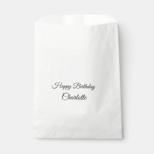 SIMPLE MINIMAL.CUTIE ADD NAME BABY happy birthday Favour Bags