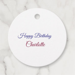 SIMPLE MINIMAL.CUTIE ADD NAME BABY happy birthday Favour Tags