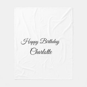 SIMPLE MINIMAL.CUTIE ADD NAME BABY happy birthday  Fleece Blanket