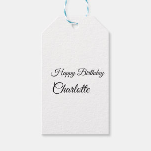 SIMPLE MINIMAL.CUTIE ADD NAME BABY happy birthday  Gift Tags