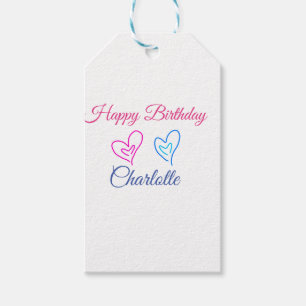 SIMPLE MINIMAL.CUTIE ADD NAME BABY happy birthday Gift Tags