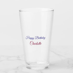 SIMPLE MINIMAL.CUTIE ADD NAME BABY happy birthday  Glass