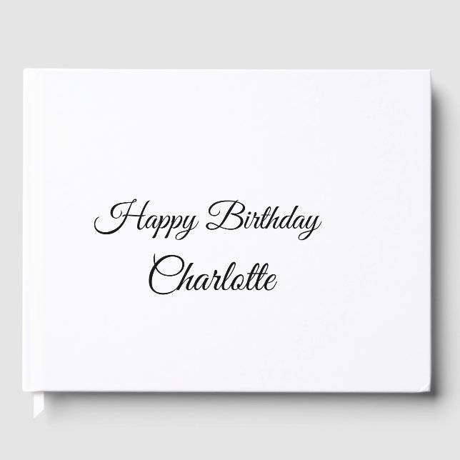 SIMPLE MINIMAL.CUTIE ADD NAME BABY happy birthday  Guest Book (Front)