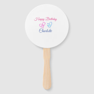 SIMPLE MINIMAL.CUTIE ADD NAME BABY happy birthday  Hand Fan