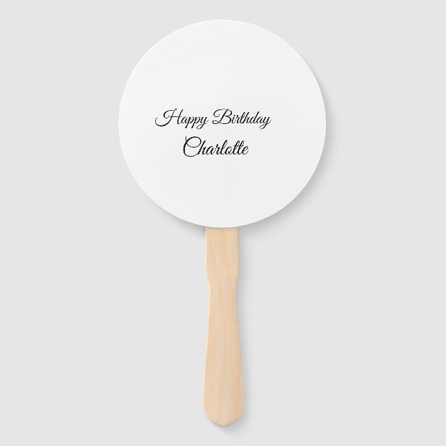 SIMPLE MINIMAL.CUTIE ADD NAME BABY happy birthday  Hand Fan (Front)