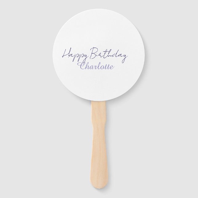 SIMPLE MINIMAL.CUTIE ADD NAME BABY happy birthday  Hand Fan (Front)