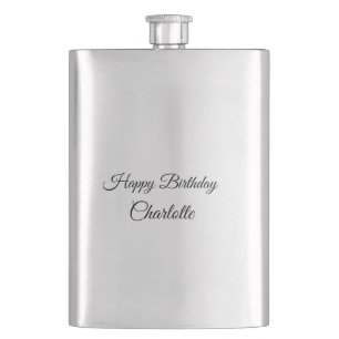 SIMPLE MINIMAL.CUTIE ADD NAME BABY happy birthday Hip Flask