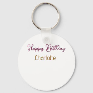 SIMPLE MINIMAL.CUTIE ADD NAME BABY happy birthday Key Ring
