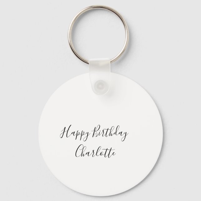 SIMPLE MINIMAL.CUTIE ADD NAME BABY happy birthday  Key Ring (Front)